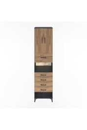 Hyperion Dolap 3 Raflı 5 Çekmeceli 2 Kapaklı 60x44x243 Antrasit-Çam