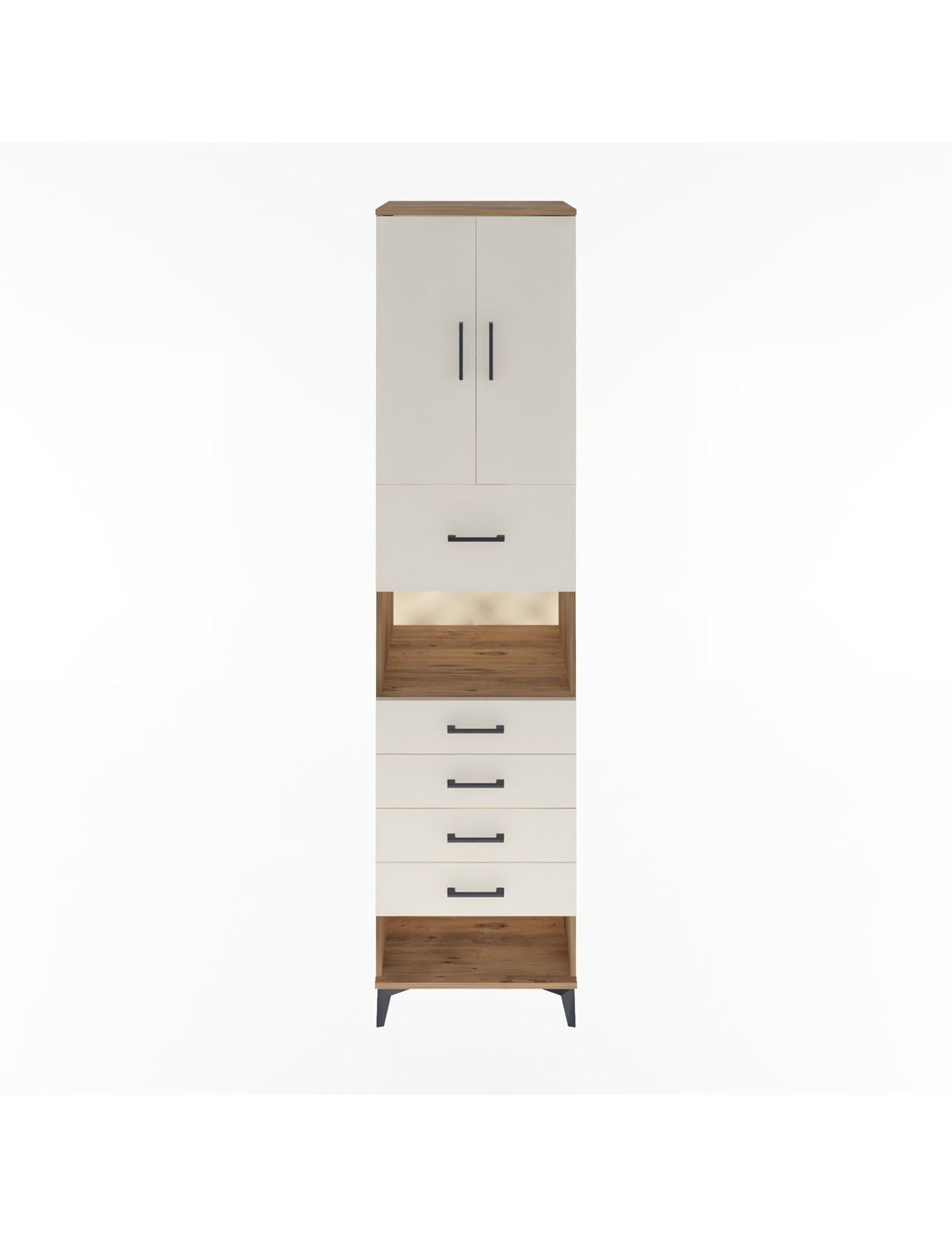 Hyperion Dolap 3 Raflı 5 Çekmeceli 2 Kapaklı 60x44x243 Çam-Aytaşı