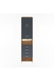 Hyperion Dolap 3 Raflı 5 Çekmeceli 2 Kapaklı 60x44x243 Çam-Antrasit