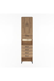 Hyperion Dolap 3 Raflı 5 Çekmeceli 2 Kapaklı 60x44x243 Çam-Çam