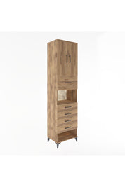 Hyperion Dolap 3 Raflı 5 Çekmeceli 2 Kapaklı 60x44x243 Çam-Çam