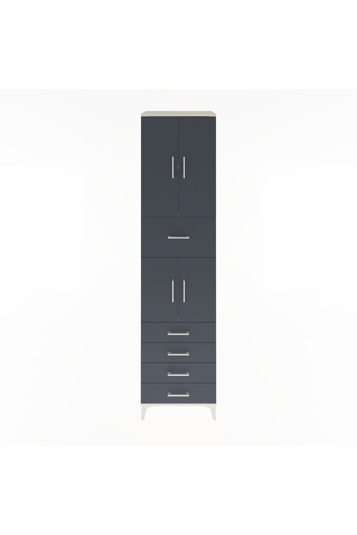 Hyperion Dolap 3 Raflı 5 Çekmeceli 4 Kapaklı 60x44x243 Aytaşı-Antrasit