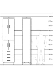 Hyperion Dolap 3 Raflı 5 Çekmeceli 4 Kapaklı 60x44x243 Aytaşı-Antrasit