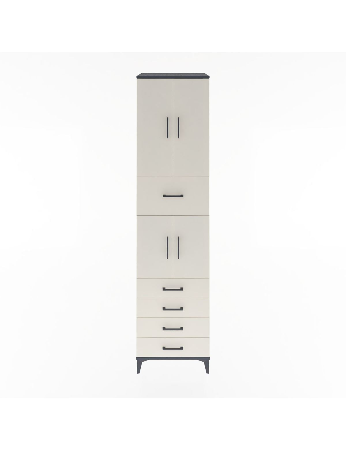 Hyperion Dolap 3 Raflı 5 Çekmeceli 4 Kapaklı 60x44x243 Antrasit-Aytaşı