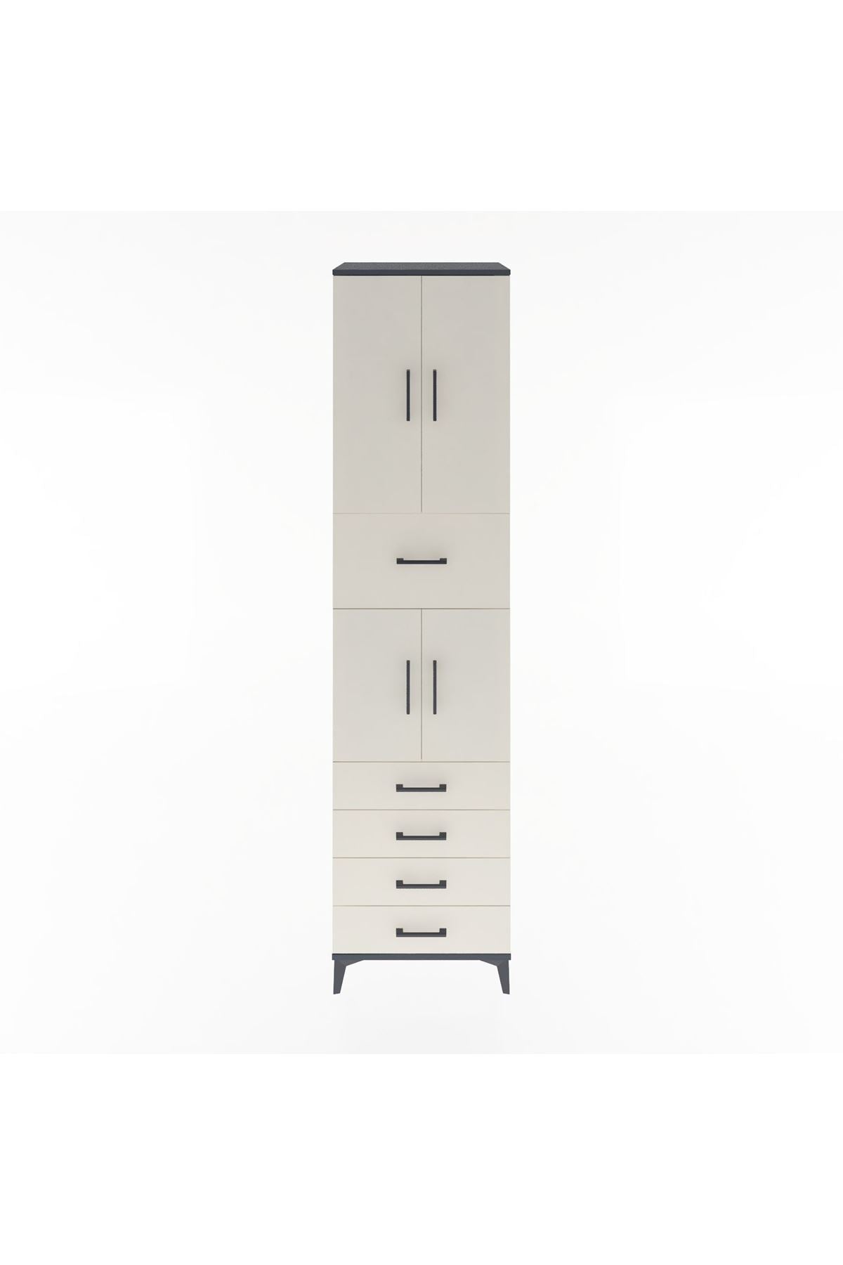 Hyperion Dolap 3 Raflı 5 Çekmeceli 4 Kapaklı 60x44x243 Antrasit-Aytaşı