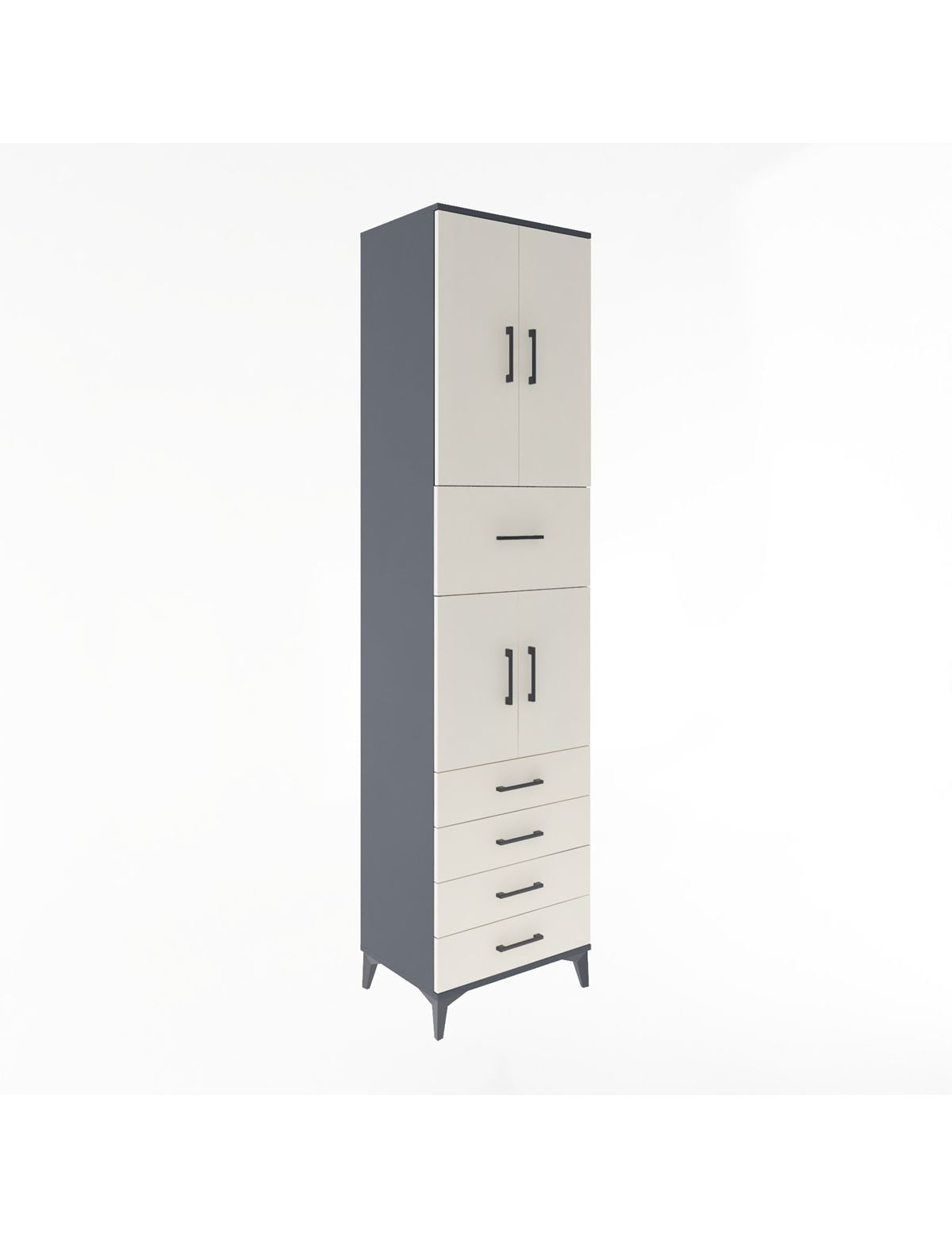 Hyperion Dolap 3 Raflı 5 Çekmeceli 4 Kapaklı 60x44x243 Antrasit-Aytaşı