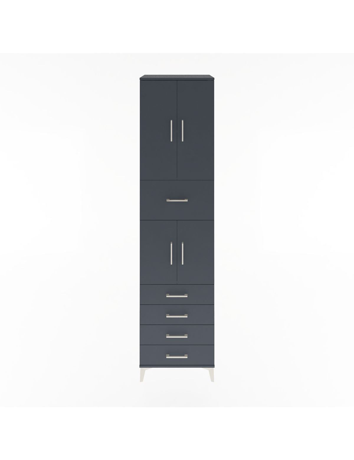 Hyperion Dolap 3 Raflı 5 Çekmeceli 4 Kapaklı 60x44x243 Antrasit-Antrasit