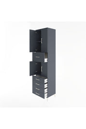 Hyperion Dolap 3 Raflı 5 Çekmeceli 4 Kapaklı 60x44x243 Antrasit-Antrasit