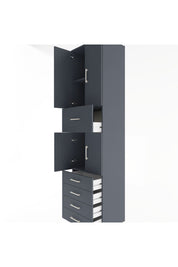 Hyperion Dolap 3 Raflı 5 Çekmeceli 4 Kapaklı 60x44x243 Antrasit-Antrasit