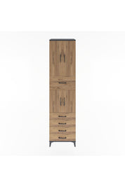 Hyperion Dolap 3 Raflı 5 Çekmeceli 4 Kapaklı 60x44x243 Antrasit-Çam