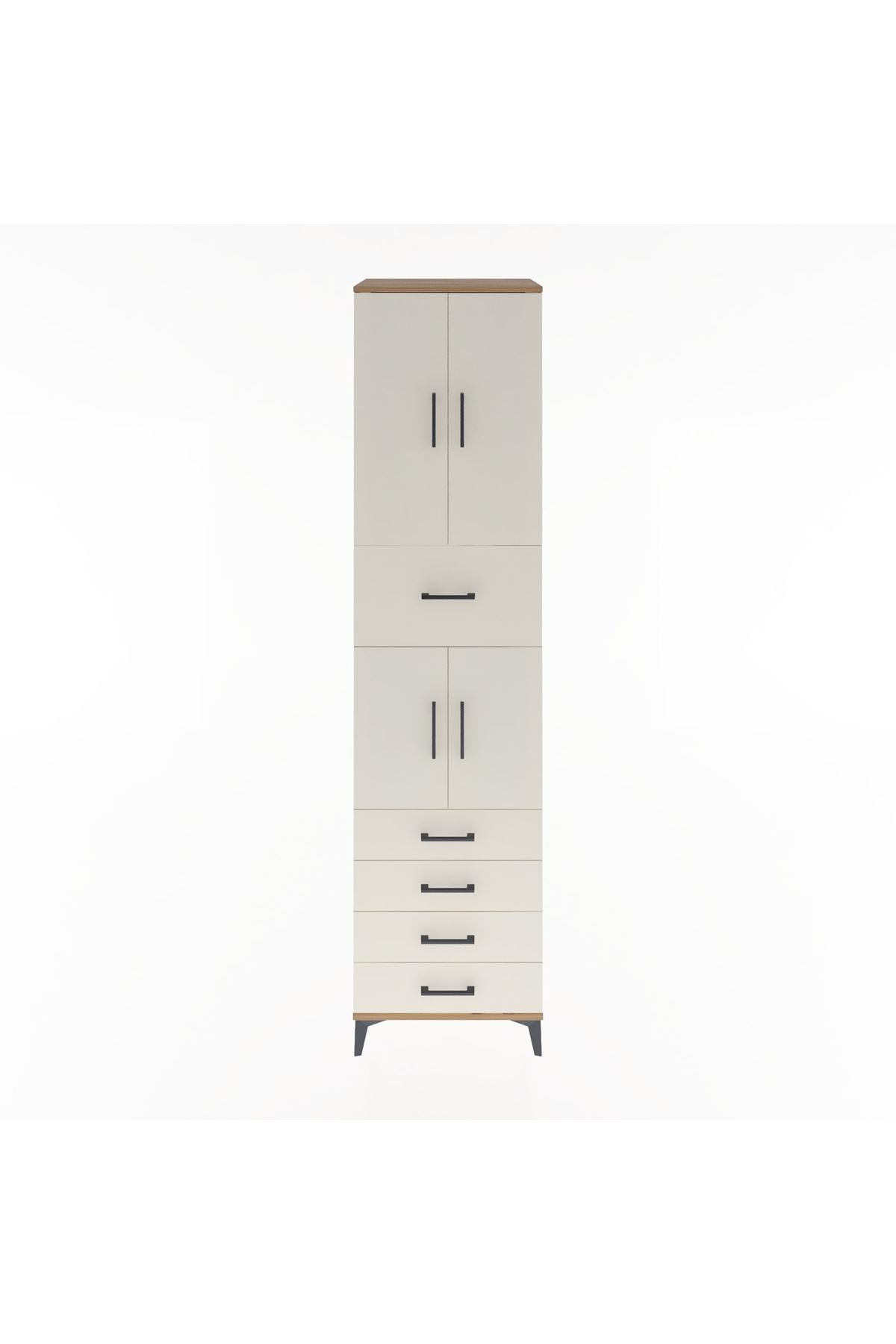 Hyperion Dolap 3 Raflı 5 Çekmeceli 4 Kapaklı 60x44x243 Çam-Aytaşı