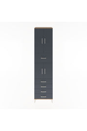 Hyperion Dolap 3 Raflı 5 Çekmeceli 4 Kapaklı 60x44x243 Çam-Antrasit
