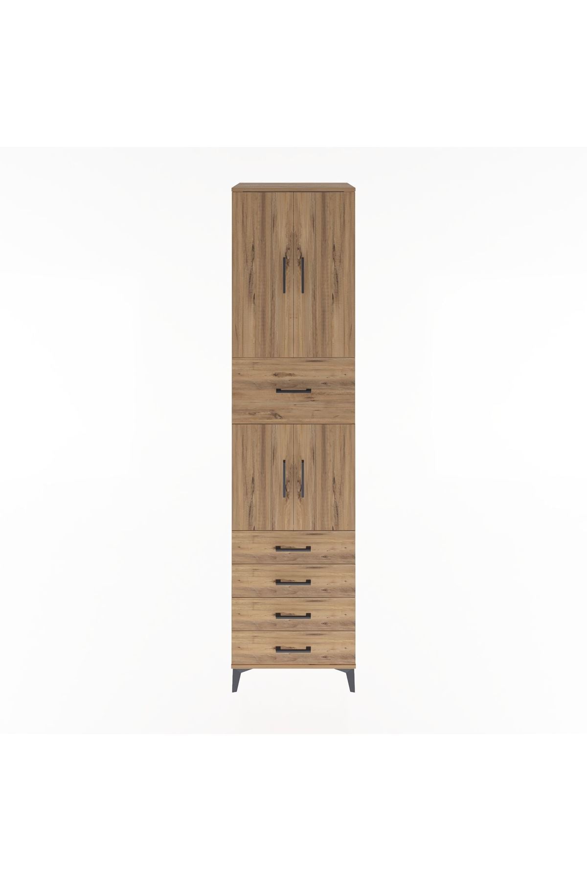 Hyperion Dolap 3 Raflı 5 Çekmeceli 4 Kapaklı 60x44x243 Çam-Çam