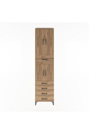 Hyperion Dolap 3 Raflı 5 Çekmeceli 4 Kapaklı 60x44x243 Çam-Çam