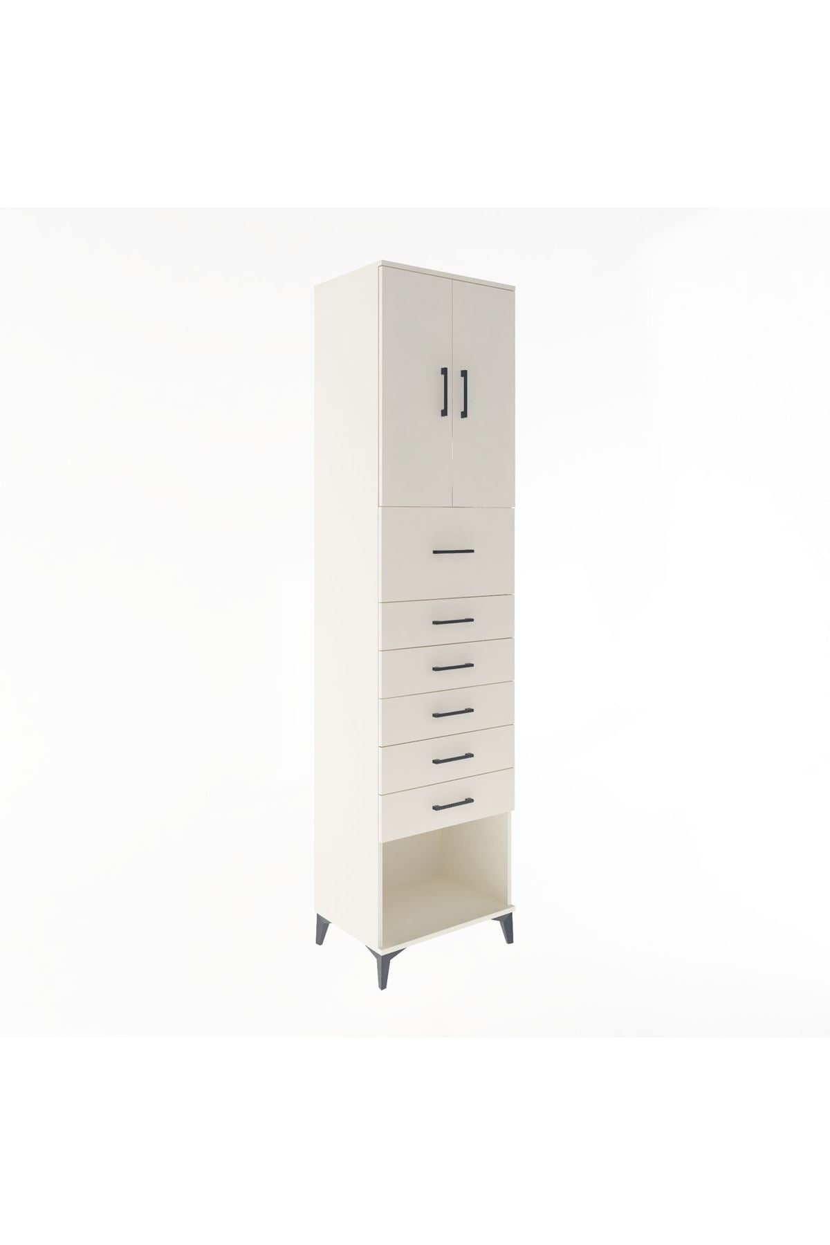 Hyperion Dolap 2 Raflı 6 Çekmeceli 2 Kapaklı 60x44x243 Aytaşı-Aytaşı