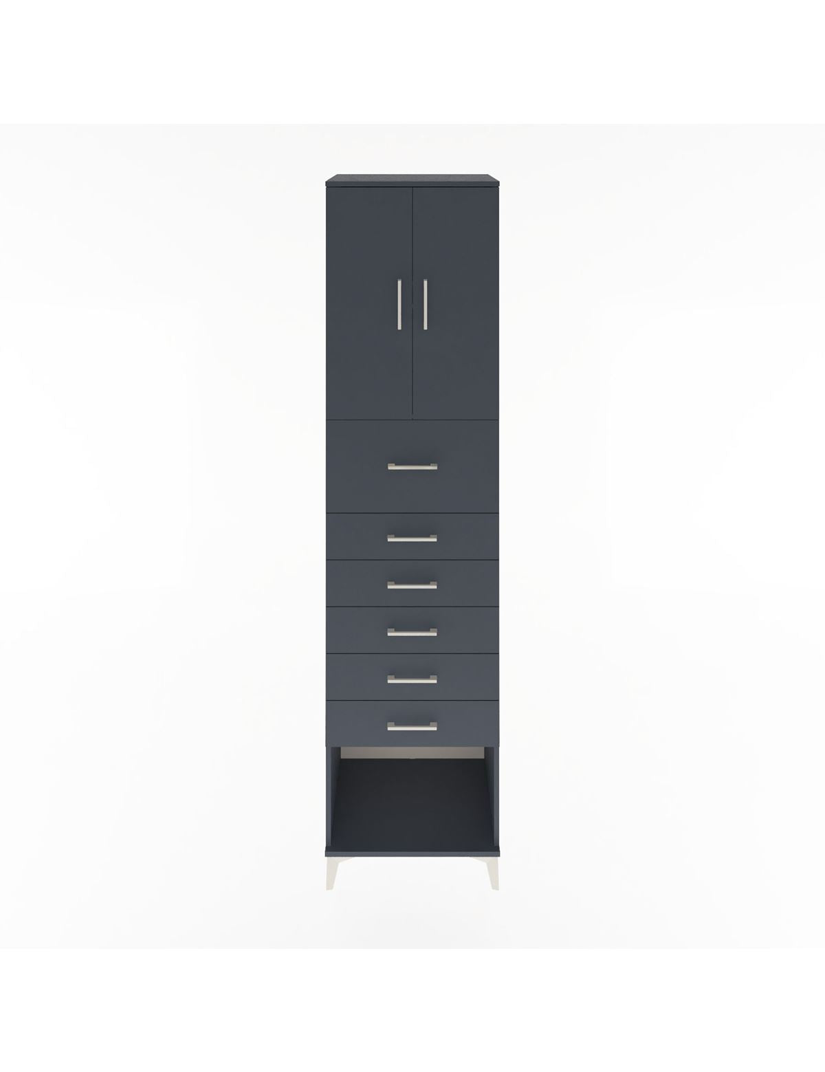 Hyperion Dolap 2 Raflı 6 Çekmeceli 2 Kapaklı 60x44x243 Antrasit-Antrasit