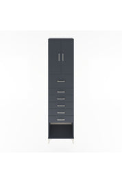 Hyperion Dolap 2 Raflı 6 Çekmeceli 2 Kapaklı 60x44x243 Antrasit-Antrasit