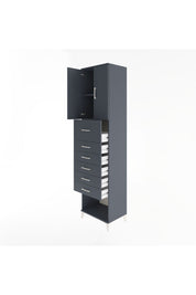 Hyperion Dolap 2 Raflı 6 Çekmeceli 2 Kapaklı 60x44x243 Antrasit-Antrasit