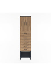 Hyperion Dolap 2 Raflı 6 Çekmeceli 2 Kapaklı 60x44x243 Antrasit-Çam