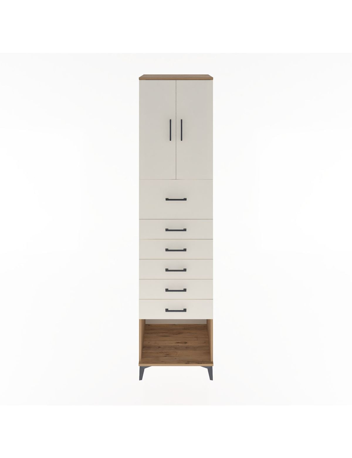 Hyperion Dolap 2 Raflı 6 Çekmeceli 2 Kapaklı 60x44x243 Çam-Aytaşı