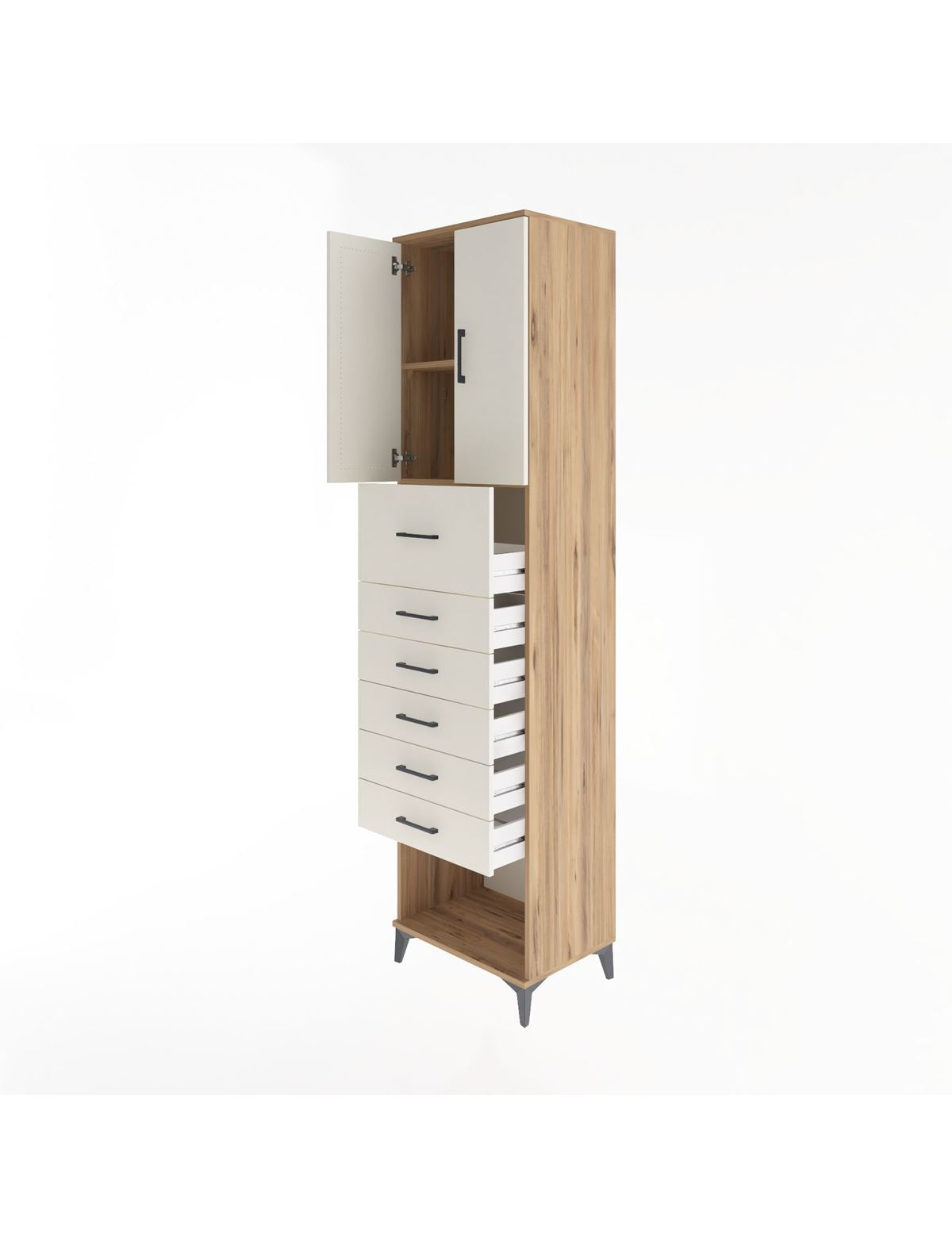 Hyperion Dolap 2 Raflı 6 Çekmeceli 2 Kapaklı 60x44x243 - S65M045V7B