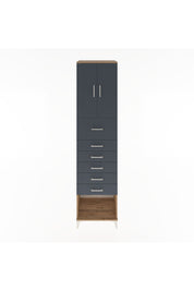 Hyperion Dolap 2 Raflı 6 Çekmeceli 2 Kapaklı 60x44x243 Çam-Antrasit