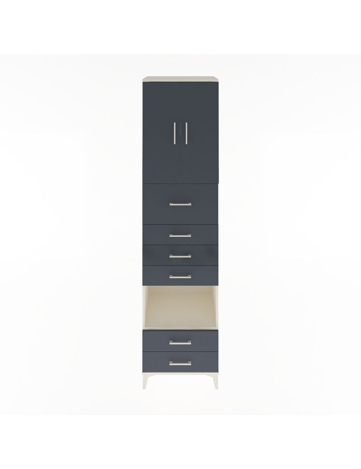 Hyperion Dolap 3 Raflı 6 Çekmeceli 2 Kapaklı 60x44x243 Aytaşı-Antrasit