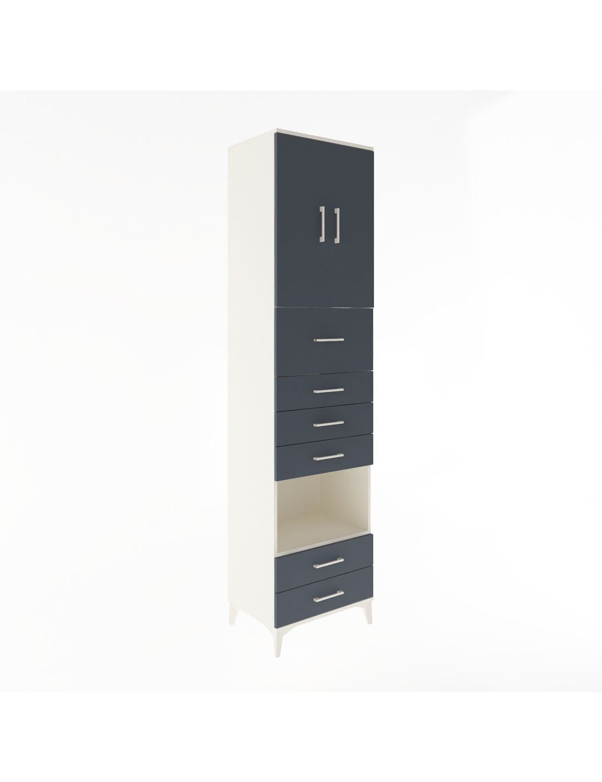 Hyperion Dolap 3 Raflı 6 Çekmeceli 2 Kapaklı 60x44x243 Aytaşı-Antrasit