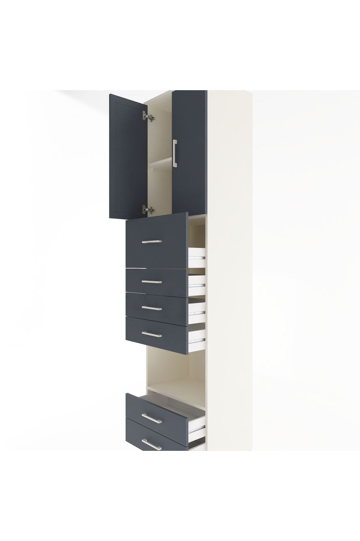 Hyperion Dolap 3 Raflı 6 Çekmeceli 2 Kapaklı 60x44x243 Aytaşı-Antrasit