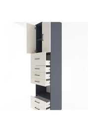 Hyperion Dolap 3 Raflı 6 Çekmeceli 2 Kapaklı 60x44x243 Antrasit-Aytaşı