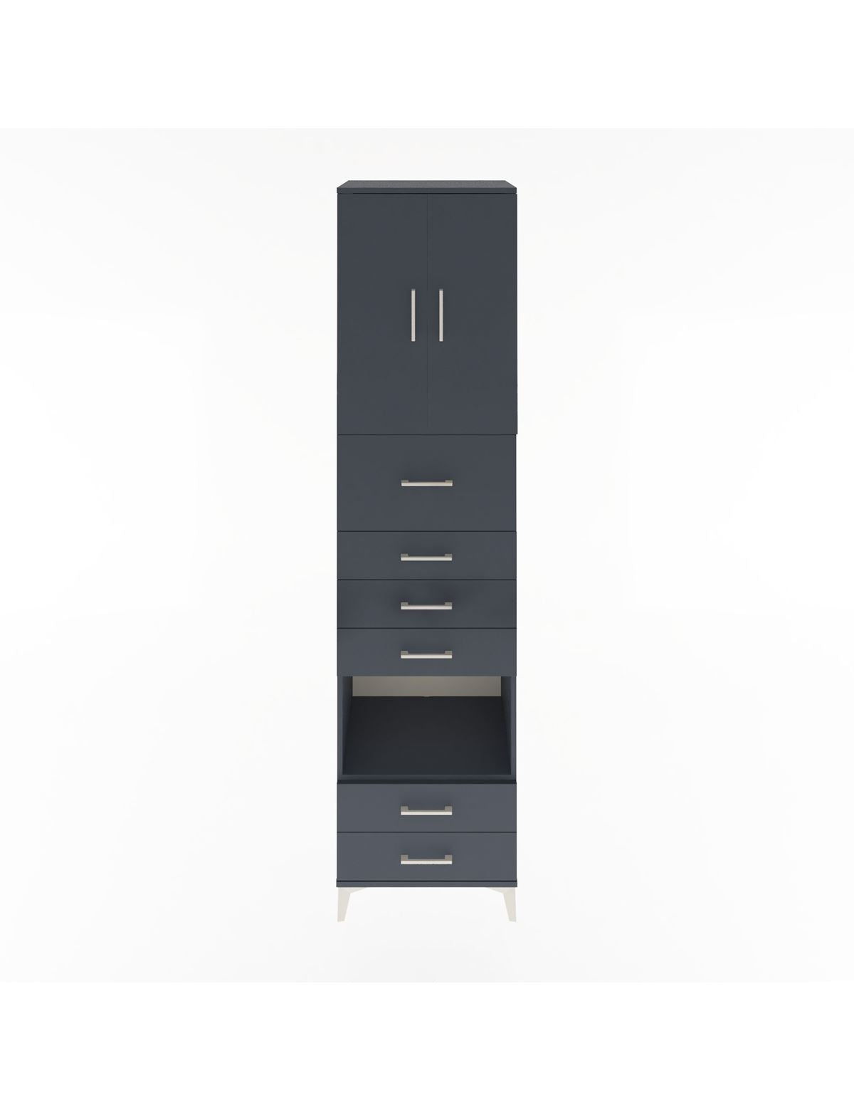 Hyperion Dolap 3 Raflı 6 Çekmeceli 2 Kapaklı 60x44x243 Antrasit-Antrasit