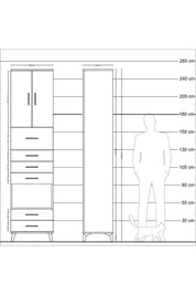 Hyperion Dolap 3 Raflı 6 Çekmeceli 2 Kapaklı 60x44x243 Antrasit-Antrasit