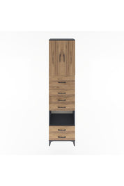 Hyperion Dolap 3 Raflı 6 Çekmeceli 2 Kapaklı 60x44x243 Antrasit-Çam