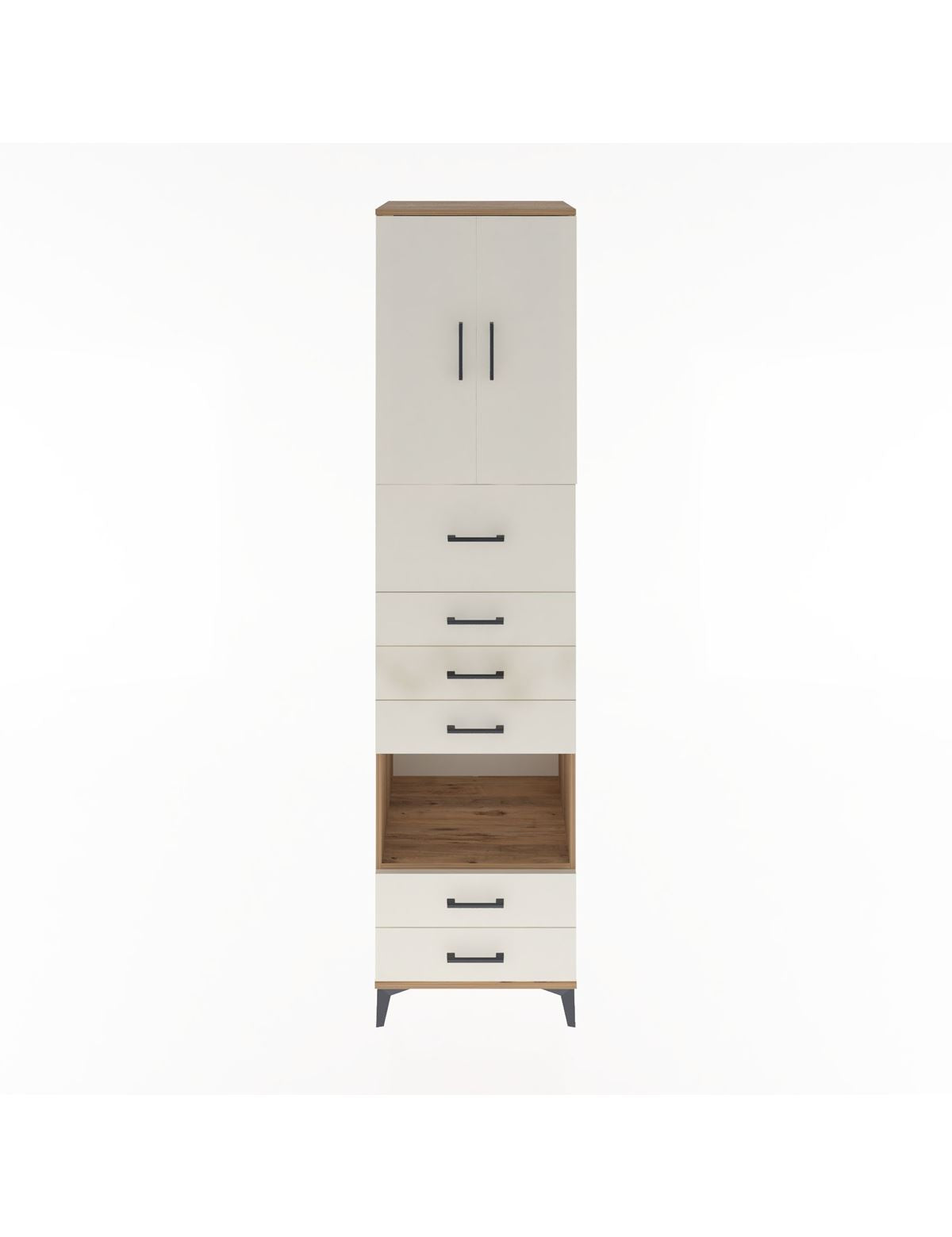 Hyperion Dolap 3 Raflı 6 Çekmeceli 2 Kapaklı 60x44x243 Çam-Aytaşı