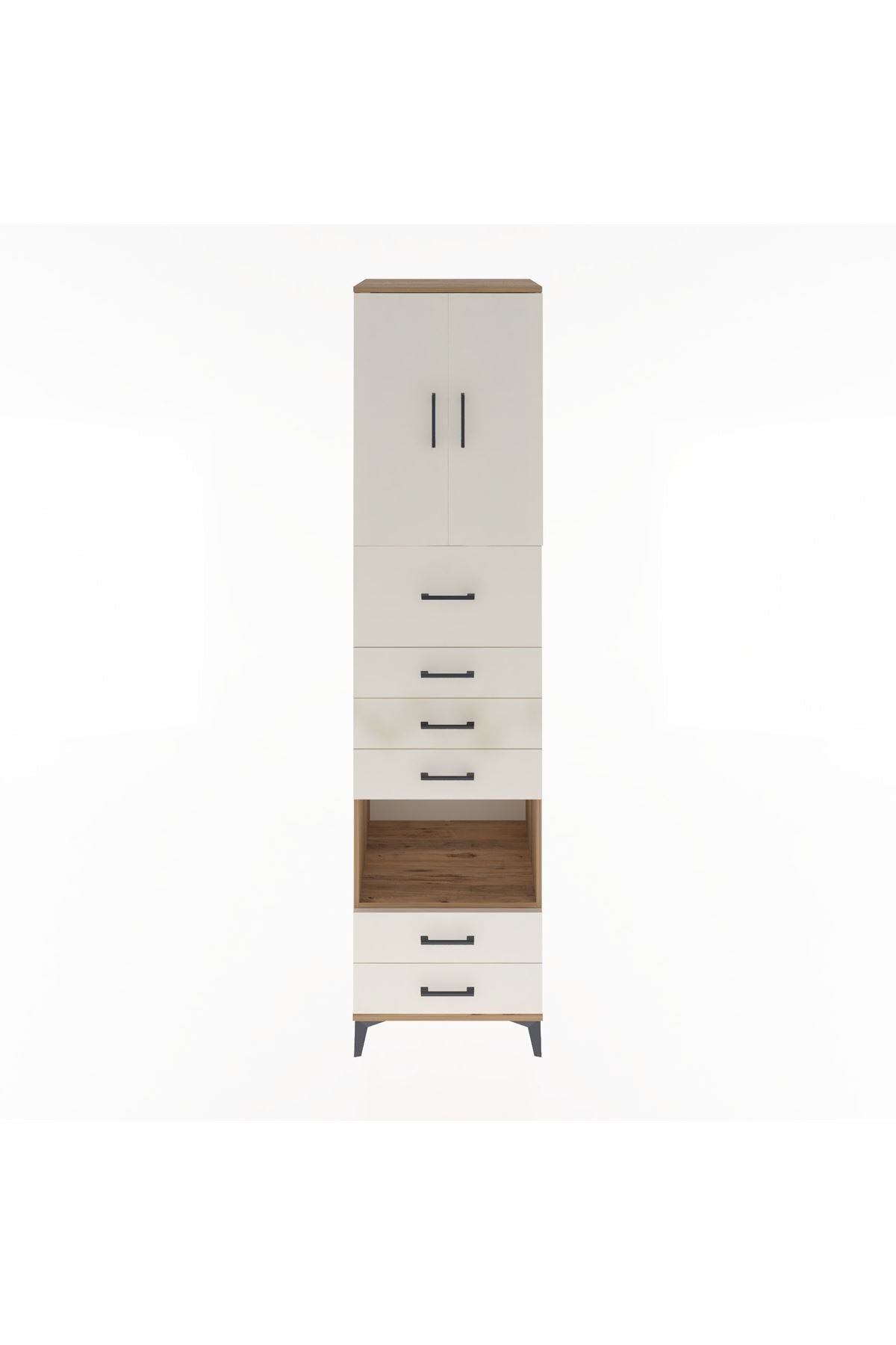 Hyperion Dolap 3 Raflı 6 Çekmeceli 2 Kapaklı 60x44x243 Çam-Aytaşı