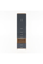 Hyperion Dolap 3 Raflı 6 Çekmeceli 2 Kapaklı 60x44x243 Çam-Antrasit