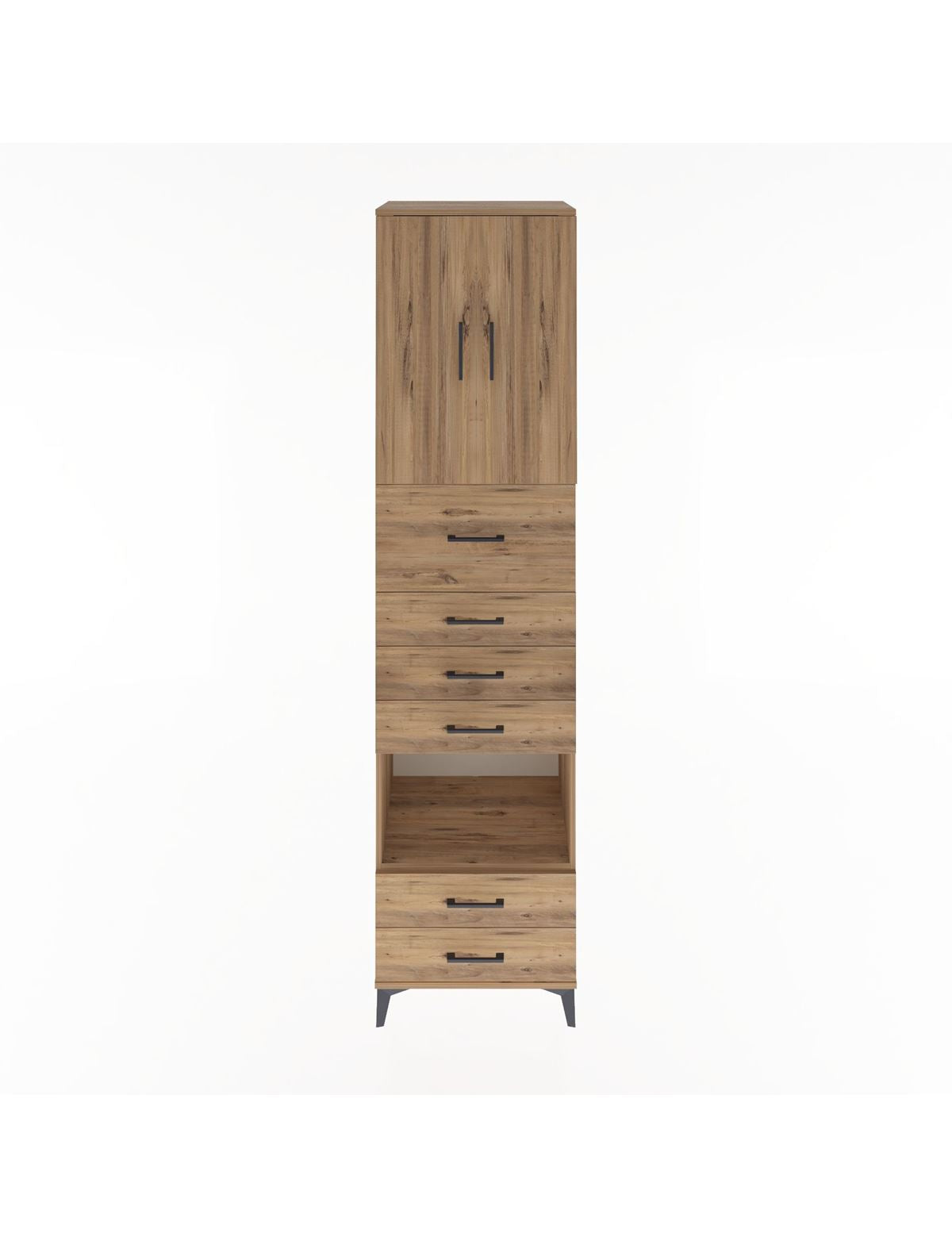 Hyperion Dolap 3 Raflı 6 Çekmeceli 2 Kapaklı 60x44x243 Çam-Çam