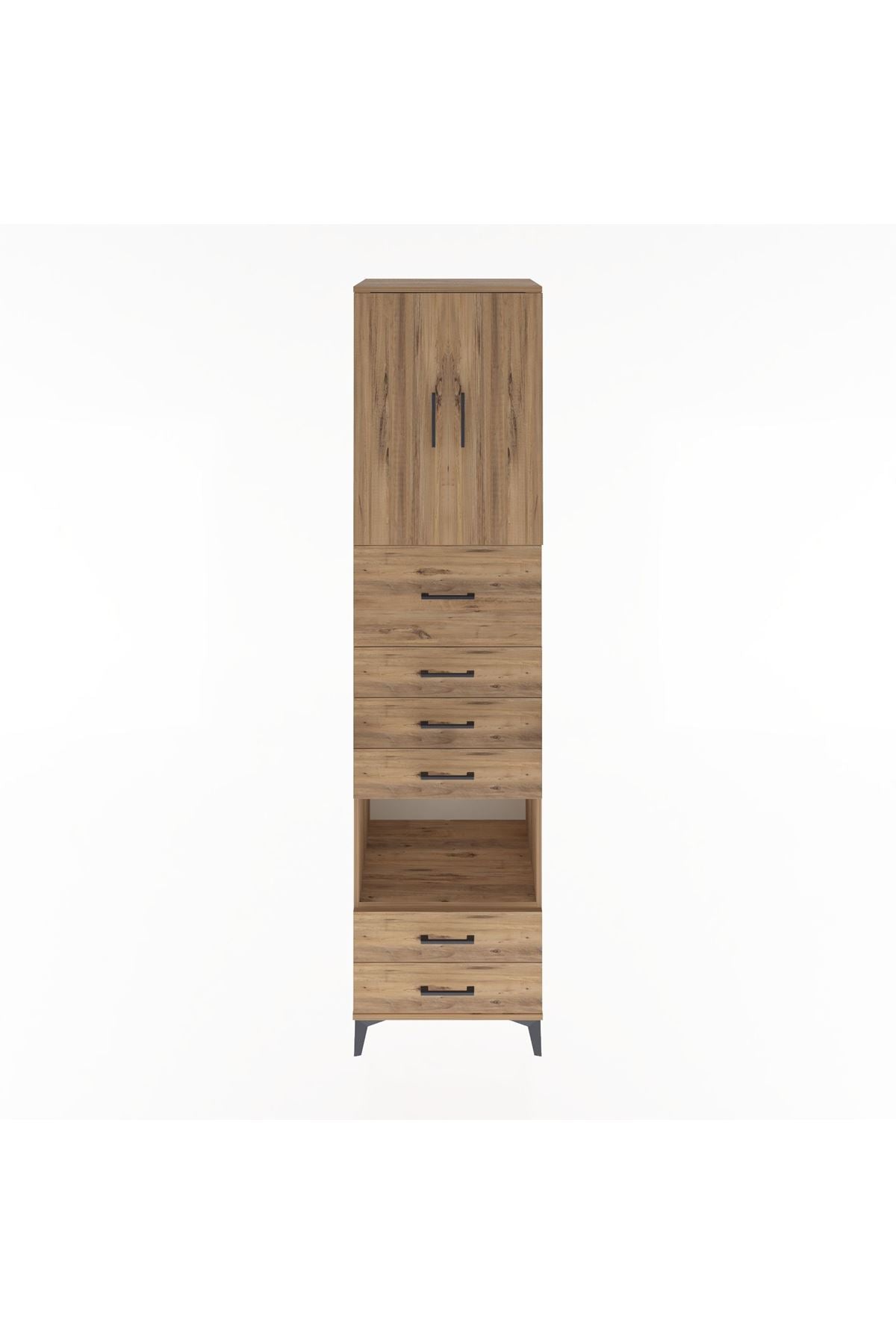 Hyperion Dolap 3 Raflı 6 Çekmeceli 2 Kapaklı 60x44x243 Çam-Çam