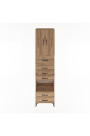 Hyperion Dolap 3 Raflı 6 Çekmeceli 2 Kapaklı 60x44x243 Çam-Çam