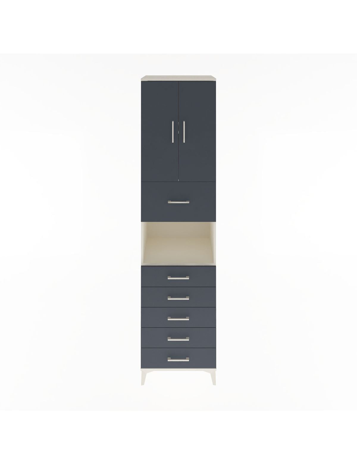 Hyperion Dolap 3 Raflı 6 Çekmeceli 2 Kapaklı 60x44x243 Aytaşı-Antrasit