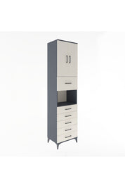 Hyperion Dolap 3 Raflı 6 Çekmeceli 2 Kapaklı 60x44x243 Antrasit-Aytaşı