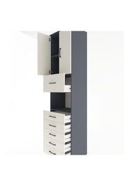 Hyperion Dolap 3 Raflı 6 Çekmeceli 2 Kapaklı 60x44x243 Antrasit-Aytaşı