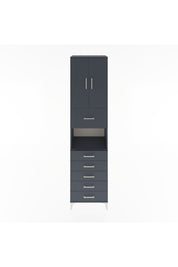 Hyperion Dolap 3 Raflı 6 Çekmeceli 2 Kapaklı 60x44x243 Antrasit-Antrasit