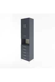 Hyperion Dolap 3 Raflı 6 Çekmeceli 2 Kapaklı 60x44x243 Antrasit-Antrasit