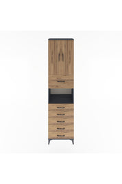 Hyperion Dolap 3 Raflı 6 Çekmeceli 2 Kapaklı 60x44x243 Antrasit-Çam