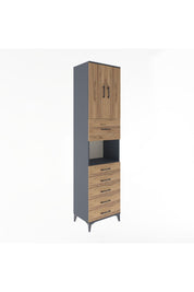 Hyperion Dolap 3 Raflı 6 Çekmeceli 2 Kapaklı 60x44x243 Antrasit-Çam