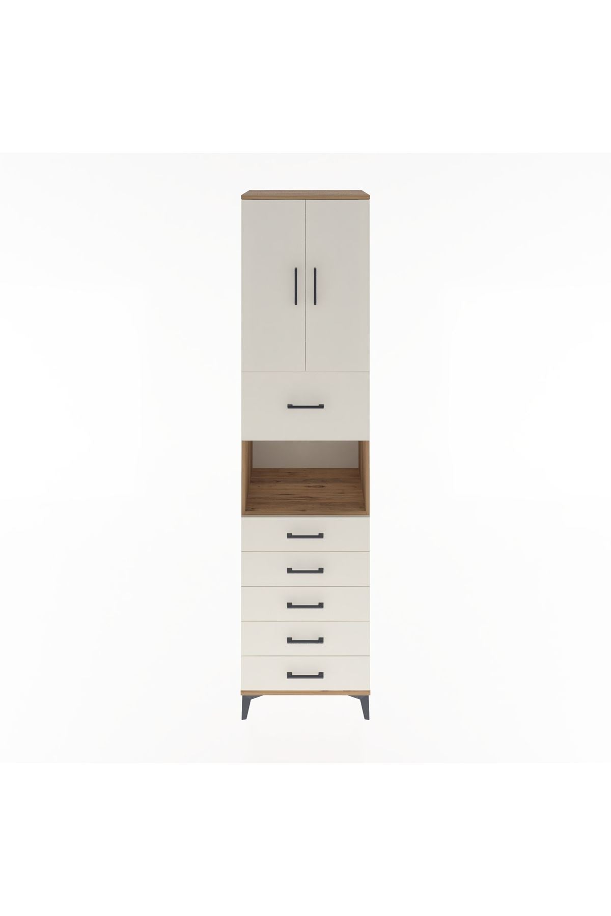 Hyperion Dolap 3 Raflı 6 Çekmeceli 2 Kapaklı 60x44x243 Çam-Aytaşı