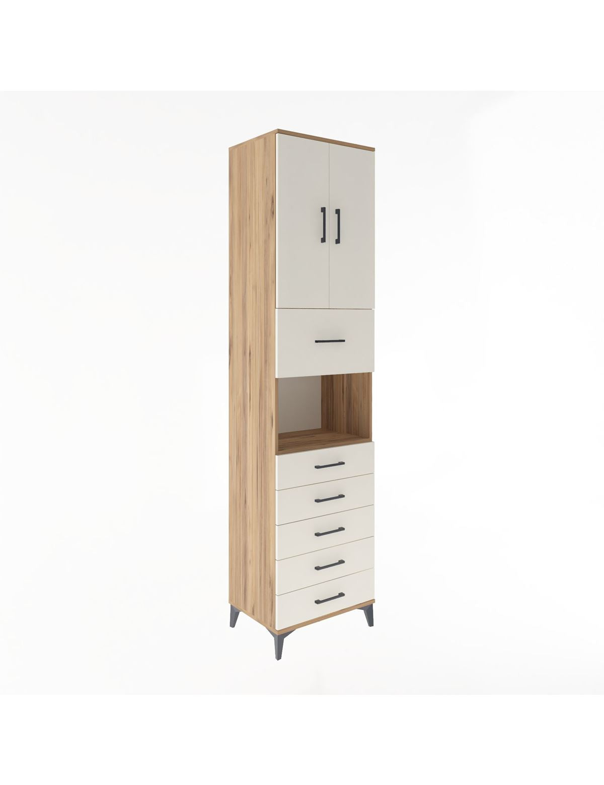 Hyperion Dolap 3 Raflı 6 Çekmeceli 2 Kapaklı 60x44x243 Çam-Aytaşı