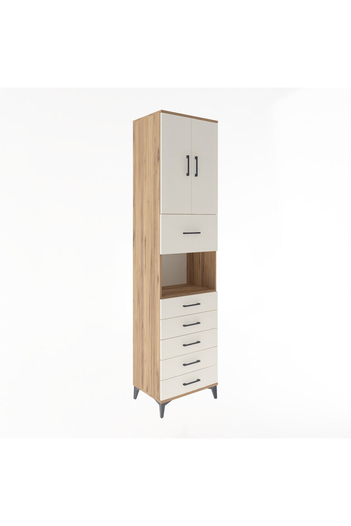 Hyperion Dolap 3 Raflı 6 Çekmeceli 2 Kapaklı 60x44x243 Çam-Aytaşı