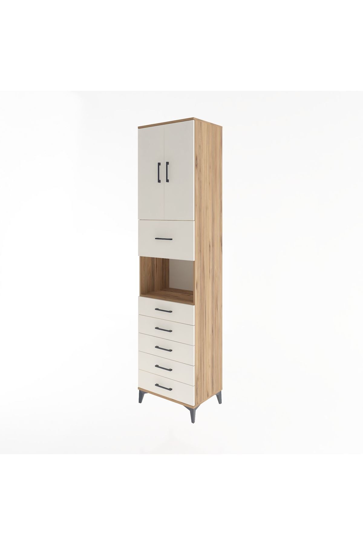 Hyperion Dolap 3 Raflı 6 Çekmeceli 2 Kapaklı 60x44x243 Çam-Aytaşı